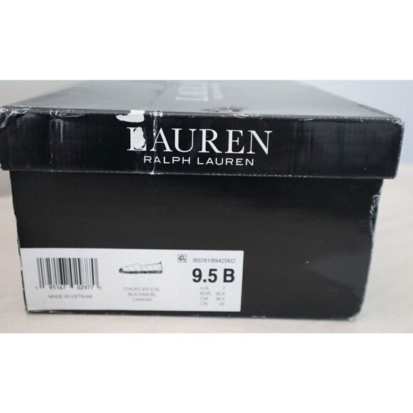 Ralph Lauren Women Sz 9.5 B Black Striped Chleo Slip-On Espadrille Shoes - Picture 12 of 12